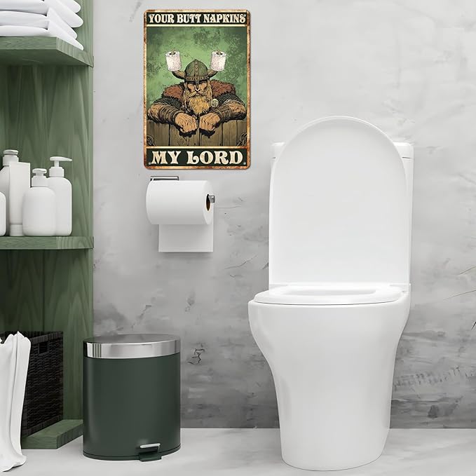 Vintage Tin Sign Your Butt Napkins My Lord Retro Wall Decor Decorations for Home Funny Poster Indoor Store Cafe Toilet Bathroom Restroom Bar Pubs Farmhouse Farm Shop Man cave 12 * 8inch