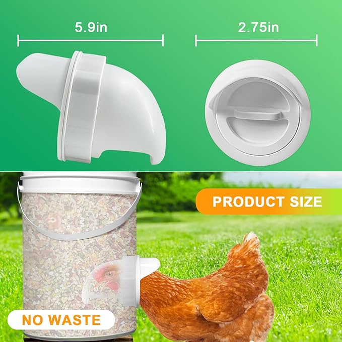 Chicken Feeder Ports Kit, 4 Pack DIY Bucket Poultry Feeder Cups with Hole Saw, No Waste Chicken Feeder for Backyard Coop