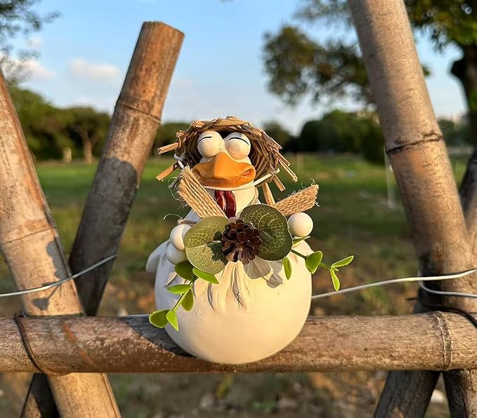3Pcs Chicken Fence Decor, Funny Farm Sculpture Chicken Decor, Cute Chicken Sculpture, Resin Chicken Figurines, Animal Outdoor Statues for Home Garden Stairs, Farm, Patio, Backyard