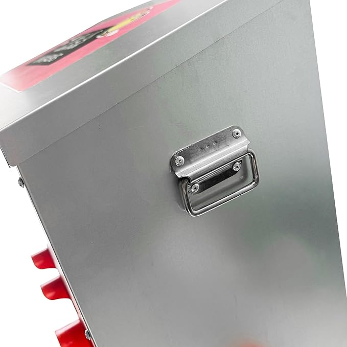 Automatic Chicken Feeder 85-120LB Large Capacity Poultry Feeders with 10 No Waste Feeding Ports Galvanized Metal Feeder Box with Locking Lid and Handles for Outdoor