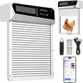 Solar Automatic Chicken Coop Door with Built-in Solar Power & Battery Backup and Timer & Manual Control， Anti-Pinch Safety System, Large LCD Display, Weatherproof Aluminum Auto Chicken Coop Door