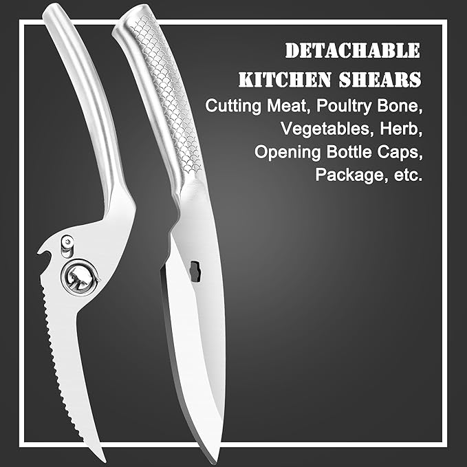 Heavy Duty Poultry Shears for Food, 3CR14 All-steel Forged Multi-function Detachable Kitchen Shears for Spatchcock Turkey,Chicken,Salad,Dishwasher Safe Anti-Slip Kitchen Gadgets