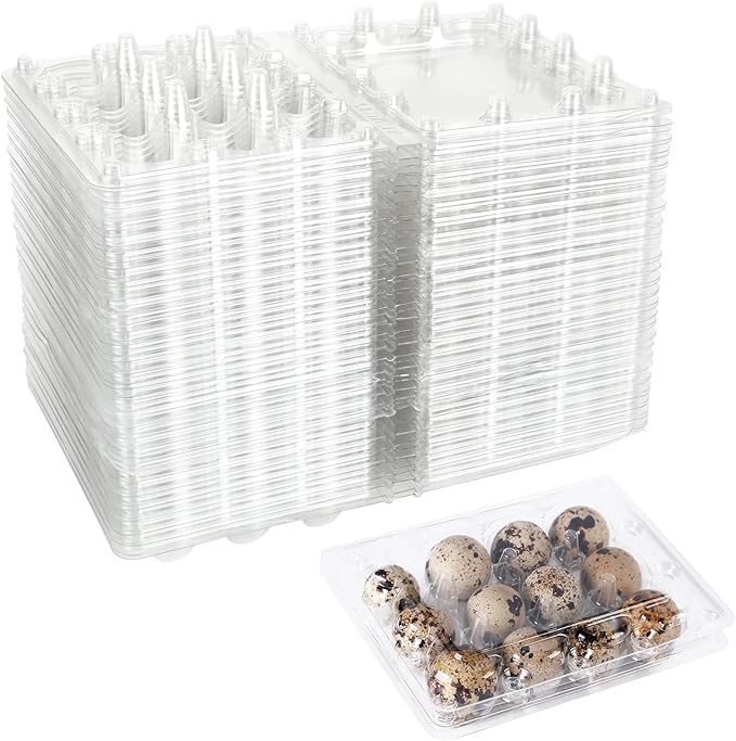 SENENQU 150 Pack 12 Grids Clear Quail Egg Carton Cheap Bulk, Small Plastic Quail Egg Storage Holder with Lid, Reusable Mini Quails Eggs Dispenser Holder Case for Small Pheasant Pigeon Egges