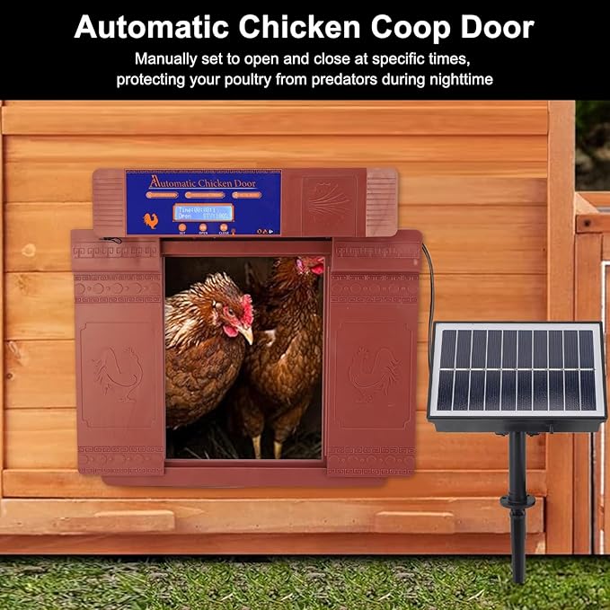 Automatic Chicken Coop Door, Lightweight Durable Rust with Timer and Infrared Anti Pinch Sensor, for Chickens Ducks Geese Poultry Safety (Bronze)