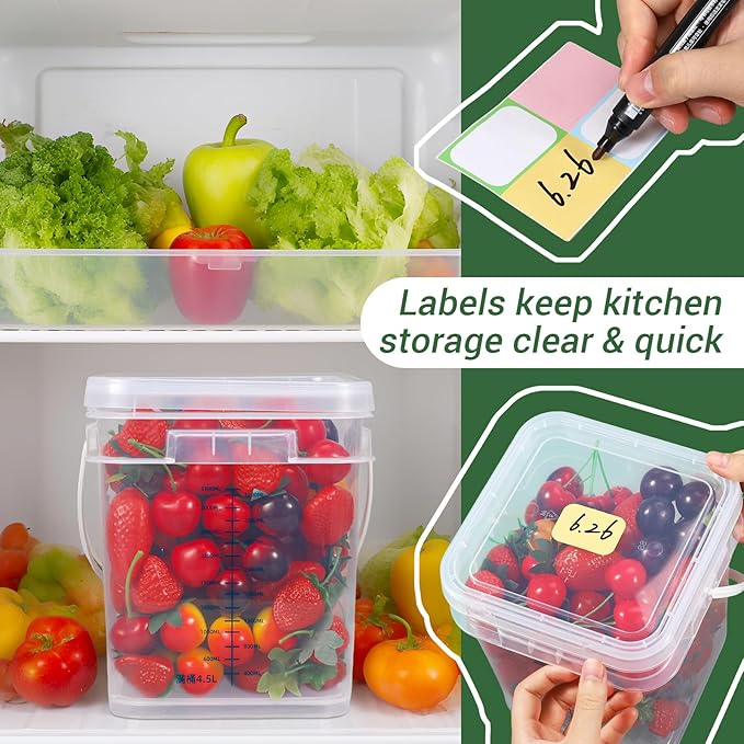 4pack 1 Gallon Food Storage Bucket Containers Plastic Bucket with Handle and Lid All Purpose Pail for Multipurpose Paint Water Art Crafts Projects Garage Organization