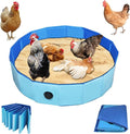 Chicken Dust Bath Chicken Coop Cleaning Container Dust Bath Ultra Tough Composite Fabric Foldable Design Essential Chicken Coop Accessories (32'' D * 8'' H)