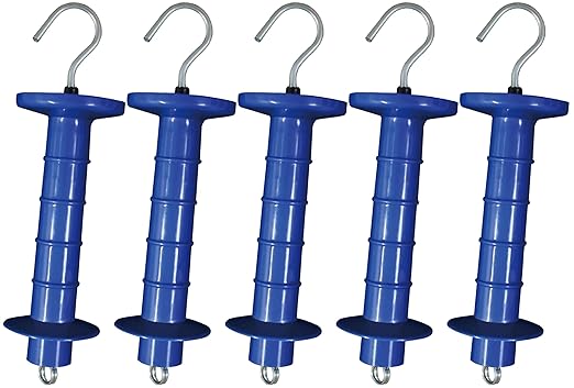 5 Pack Electric Fence Insulated Plastic gate Handle with Internal Spring and Double Ring end, Blue，for Electric Fence Gate Livestock Fence Agricultural Fencing and Pasture
