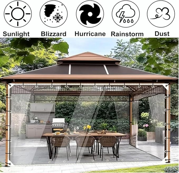 Clear PVC Vinyl Tarp Clear Tarps，Clear with Grommets Clear Tarps Heavy Duty Waterproof， Transparent Waterproof raincloth for Roofs 18ft x 19ft