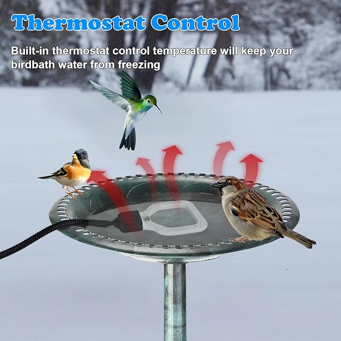 500W Bird Bath Heater, Storage Tank Heater, Cast Aluminum De-icer, Thermostation-Controlled Water Heater, for Winter Livestock, Poultry, Animals, Birds Drinking