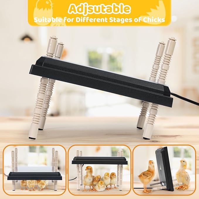 Brooder Heating Plate for Chicks Adjustable: with Bonus 12x12 Warmer with Easy- Cleaning Plate 22W Poultry Coop Heater for 15 Baby Chicks