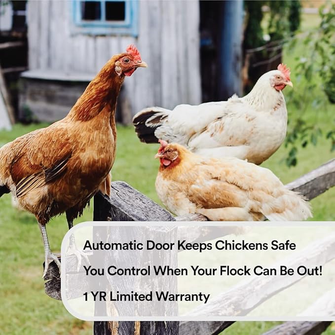 Manna Pro Harris Farms Automatic Chicken Coop Door, Auto Chicken Door for Backyard Coops, Battery Operated, Weather-Resistant, Easy Install Automatic Coop Door