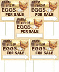5-Pack Double Sided Farm Fresh Eggs Sale Signs with 10 Reinforced Fiberglass Stakes for Backyard Chicken Farm Advertising,16x12"