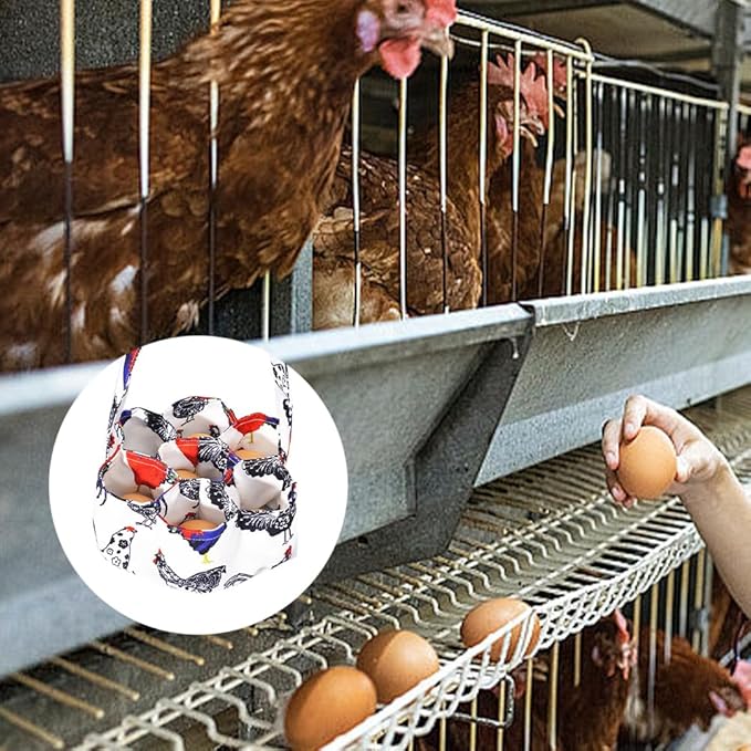 Egg Collecting Basket with 7 Pouches, Mini Egg Collecting Bags Gathering Bag for Fresh Eggs Transporting Storage, Farmhouse Eggs Gathering Basket for Chicken, Hen, Duck, Goose