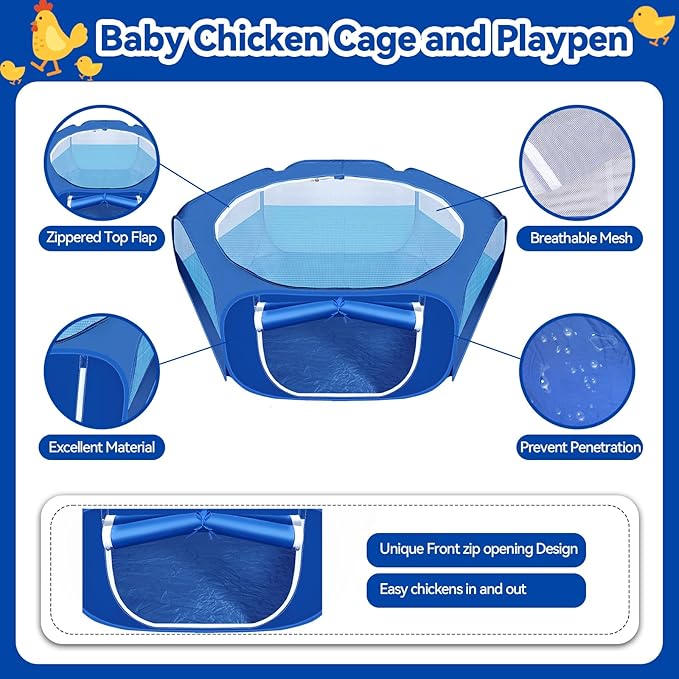 Foldable Portable Small Animals Playpen,Breathable Mesh Chicks Cage,Waterproof Chick Brooder Tent,Small Pet Pop Up Playpen Outdoor Indoor for Small Chicken Breeds Playpens