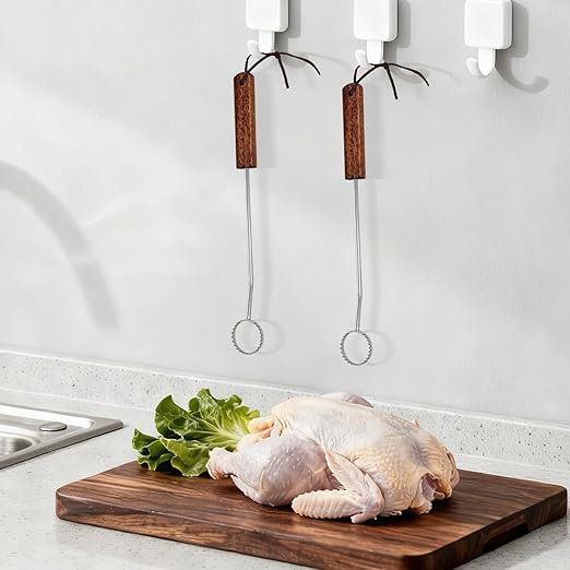 Lung Scraper for Poultry Processing, Chicken Processing Equipment Made of Stainless, Acacia Wood Handle, Chicken Butchering Equipment for Chickens, Birds, Especially Smaller Poultry, Easy to Clean