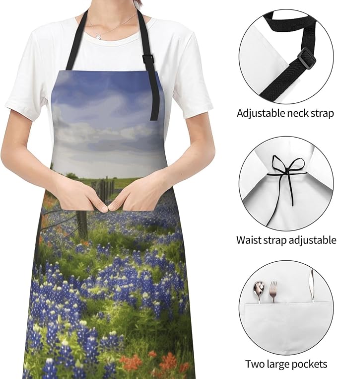 Aprons for Women with Pockets Waterproof Apron Adjustable Bib Turquoise Blue Gold Marble Apron Chef Apron