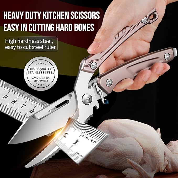 Heavy Duty Poultry Scissors, Detachable Kitchen Shears, Kitchen shears for food, Sharp Shears for Cutting Meat, Chicken Bone and Turkey