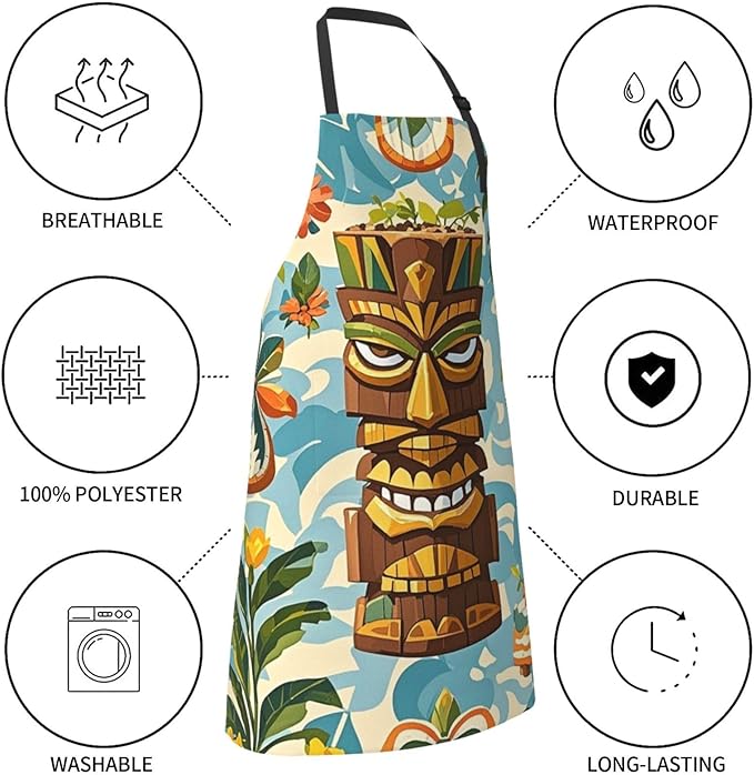 Waterproof Apron Adjustable Bib for Women Men Vintage Nautical White Ship Cooking Aprons Chef Bibs with 2 Pocket