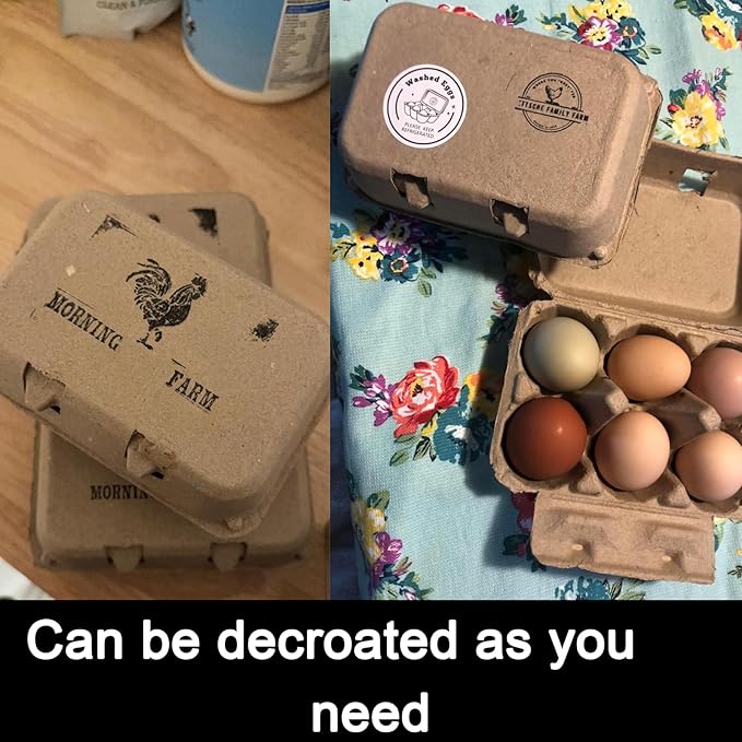 SINJEUN 50 Pack Egg Cartons, 6 Count Pulp Fiber Empty Egg Carton, Eggs Storage Containers for Family, Farm, Travel, Market, Brown