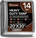 Sunvigor Tarp Waterproof 20x30Ft, Extra Thick 14 Mil Heavy Duty Tarp Cover, Tear & Fade Resistant, Outdoor Tarps with Brass Grommets and Reinforced Edges for Roof, Camping, Patio, Boat (Silver/Brown)