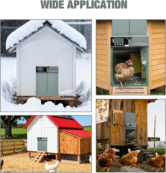 Large Automatic Chicken Coop Door, Solar Powered with Upgraded 4000mAh Battery, Light Sensor, Timer, Remote & Manual Control, Anti-Pinch Safety Auto Door for Chickens, Ducks & Geese, Grey