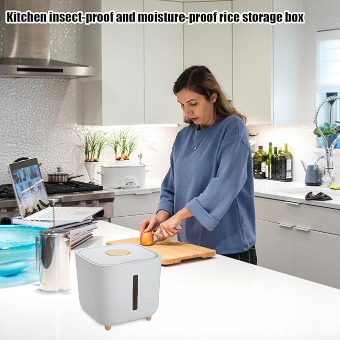 Grain Hopper - High Volume Sealed Provision Bin With Cover, Food Preservation Holder, Large Household Supply Vault, Animal Feed Reservoir, Clear Level Display | for Home Cupboard Pet Feeding Managemen