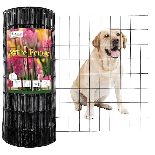 Black PVC Coated Welded Wire Fence 24 Inch x 100 Foot, 2 Inch x 3 Inch 16GA, Garden Border Fencing Roll Vinyl Coating Metal Wire Mesh for Yard Vegetable Plant Protection Poultry Netting