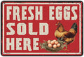 Vintage Farm Fresh Eggs Chicken Coop Metal Sign Funny Fresh Eggs Sale Here Farm Tin Poster Outdoor Farmers Market Wall Decor 12x8 Inch