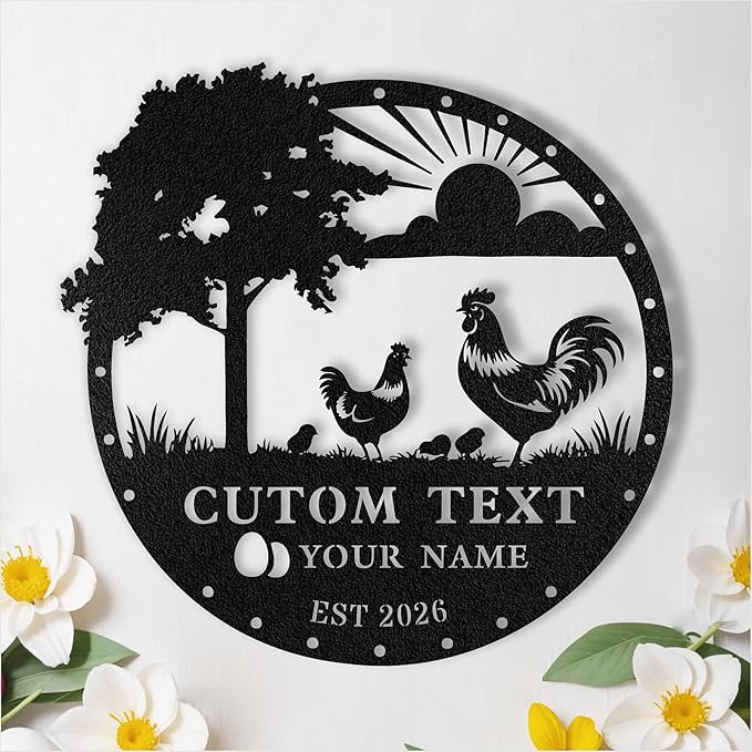 Custom Chicken Coop Metal Signs, Personalized Chicken Coop Sign, Custom Metal Farm Signs for Outside, Chick Hen House Sign Funny Farmhouse Outside Wall Decor Gift