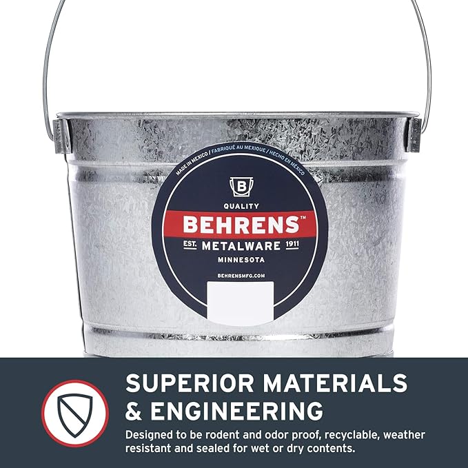 Behrens B325 Galvanized Steel Paint Pail, 2.5 Quart, Silver