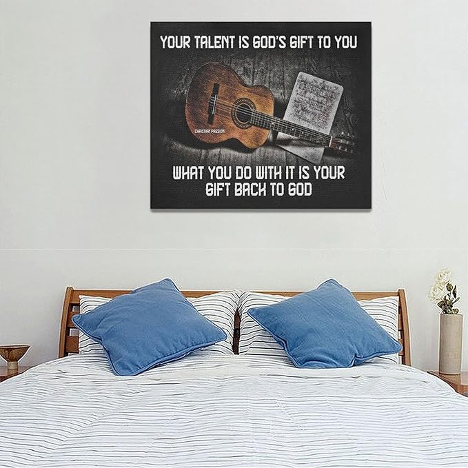 Vintage Guitar Wall Art - Chords Pictures Canvas Prints - Inspirational Artwork for Music Studio, Bedroom, Living Room, Bathroom - 24"x20"
