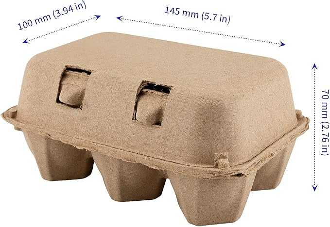 SOUJAP 50 Pack 6 Count Paper Pulp Egg Cartons, Half Dozen Egg Holder Cardboard Egg Cartons Storage Containers, 6 Egg Cartons Cheap Bulk for Storing up to 6 Small to Medium Chicken Eggs