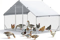 Large Chicken Coop Metal Chicken Runs for Yard 10X6.7X6.5 ft Chicken Coop with Cover Gallinero para Gallinas Heavy Duty Chicken Cage Rabbit Duck Quail Coop Lockable Door with Waterproof Anti-UV Cover