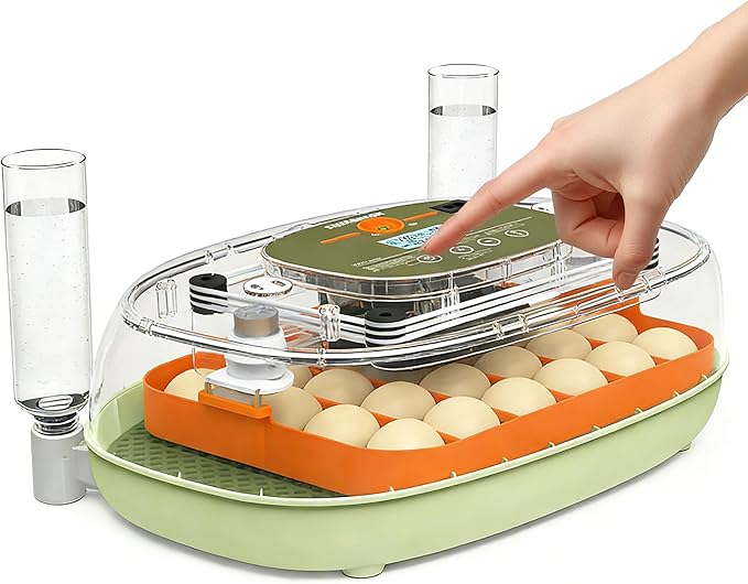 Ovatt 24-Egg Digital Incubator - Automatic Temperature and Humidity Control, LED Display, Automatic Rotation, External Water Refill - Ideal for Incubating Chicken, Duck, Quail, and Goose Eggs