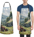 Kitchen Aprons for Men Women Waterproof Apron with 2 Pockets Cool Steampunk Gears Apron Adjustable Bib Aprons