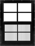 1 Pack Shed Window 24" x 27" Flush Mount Window with Tempered Glass,House Small Windows,Household Sliding Windows for Chicken Coop, Playhouse, Household, Garage-Black