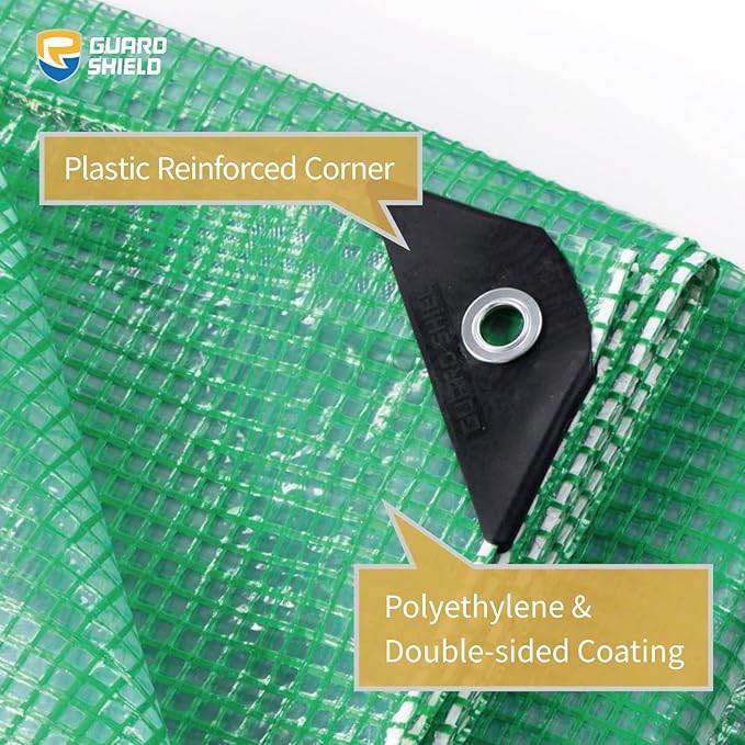 GUARD SHIELD Clear Green Tarp Heavy Duty 6x8 Feet Waterproof for Greenhouse Outdoor Garden Poly Cover UV Resistant 3x3 Weave 10mil