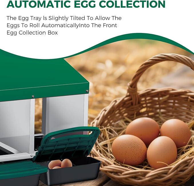 3/4-Hole Metal Chicken Nesting Box with Removable Roll-Out Tray - Easy Egg Collection & Clean Galvanized Steel Laying Box for Hens - for Backyard Coop & Poultry Farm Use