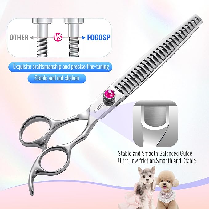 Chunkers Dog Grooming Scissors 8 in Professional Thinning Shears for Dogs Pet Grooming Scissors Chunkers Shears Dog Grooming Japan 440C 70% Thinning Rate 24 Teeth(8'',Chunkers)