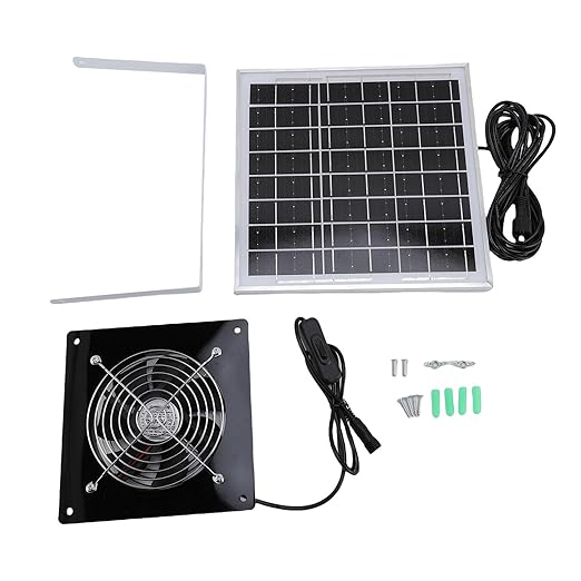 8W Solar Powered Exhaust Fan, IP67 High Speed Ventilation Fan with 8W Solar Panel, for Chicken Coop Greenhouse Shed Pet House Window Ventilation