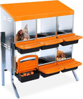 6-Hole Chicken Nesting Box with Removable Lid, Metal Chicken Coops with Roll Away Design/Easy Egg Collection/Ventilation Holes, for Chickens Coops, Duck and Hens