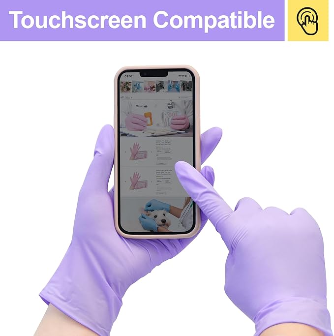 Disposable Nitrile Exam Gloves, 3-mil, Lilac Gloves Disposable Latex Free, Powder Free