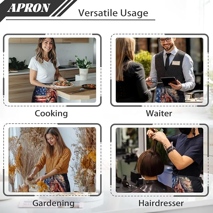 Waist Apron with 3 Pockets Waterproof 13 Inch Short Half Waist Aprons Women Men Server Aprons Waitress Waiter Apron