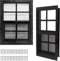 Yuzzy Shed Windows 2 Pack, Chicken Coop Windows 30" x 36" with Tempered Glass and Fiberglass Screen, Flush Mounted Small Window for Shed, Barns, Playhouse, Household, Garage (Black)