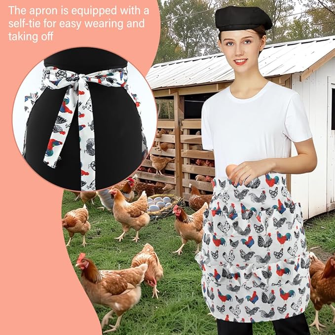 Egg Apron,Egg Collecting Apron Polyester,12 Pockets Egg Apron for Fresh Eggs,Egg Gathering Apron for Chicken Duck Goose Eggs