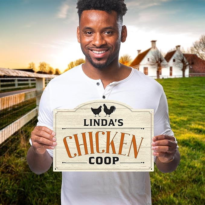 Custom Farm Chicken Coop Sign, Personalized Name Farmhouse Décor, For Outdoor and Sign, 10x14 Inches, Rust Free .040 Aluminum, Fade Resistant, Made in USA by Sigo Signs
