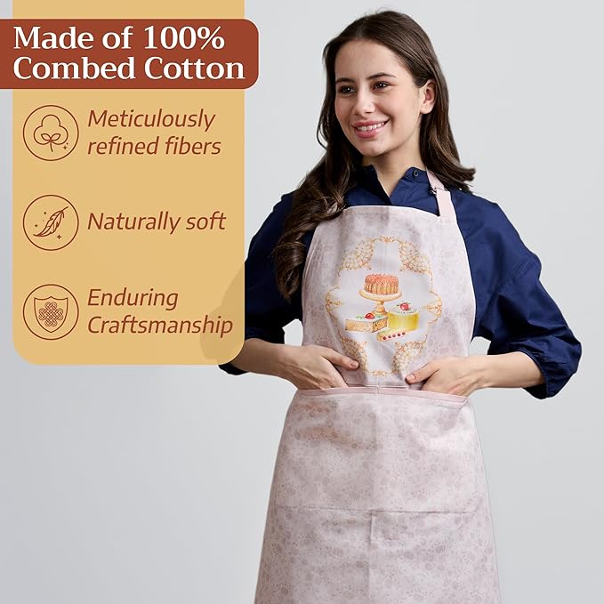 Maison d' Hermine 100% Cotton Apron for women with Pocket Kitchen Chef Apron for Men Cooking Easter Decorations