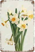 Flowers Metal Signs Narcissus Sign Vintage Tin Sign Retro Wall Art Decor for Living Room Bedroom Garden Yard Shop Bar 8×12 Inches