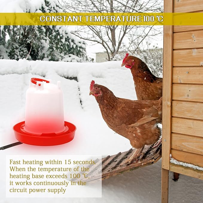 1 Pcs Poultry Chicken Water Heater, 120 V 20W Silicone Winter De-Icer Chicken Water Heating Base Poultry Founts with 47.2 Inch Power Cord for Drinking Fountains Chicken Coop