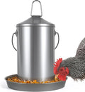 6.6lb Stainless Steel Hanging Chicken Feeder, Metal No Waste Poultry Feeder, Rustproof, Reusable, Long-Lasting, Gravity Feed Chicken Coop Accessories for Chicken, Geese, Duck, Hens, Rooster, Chick